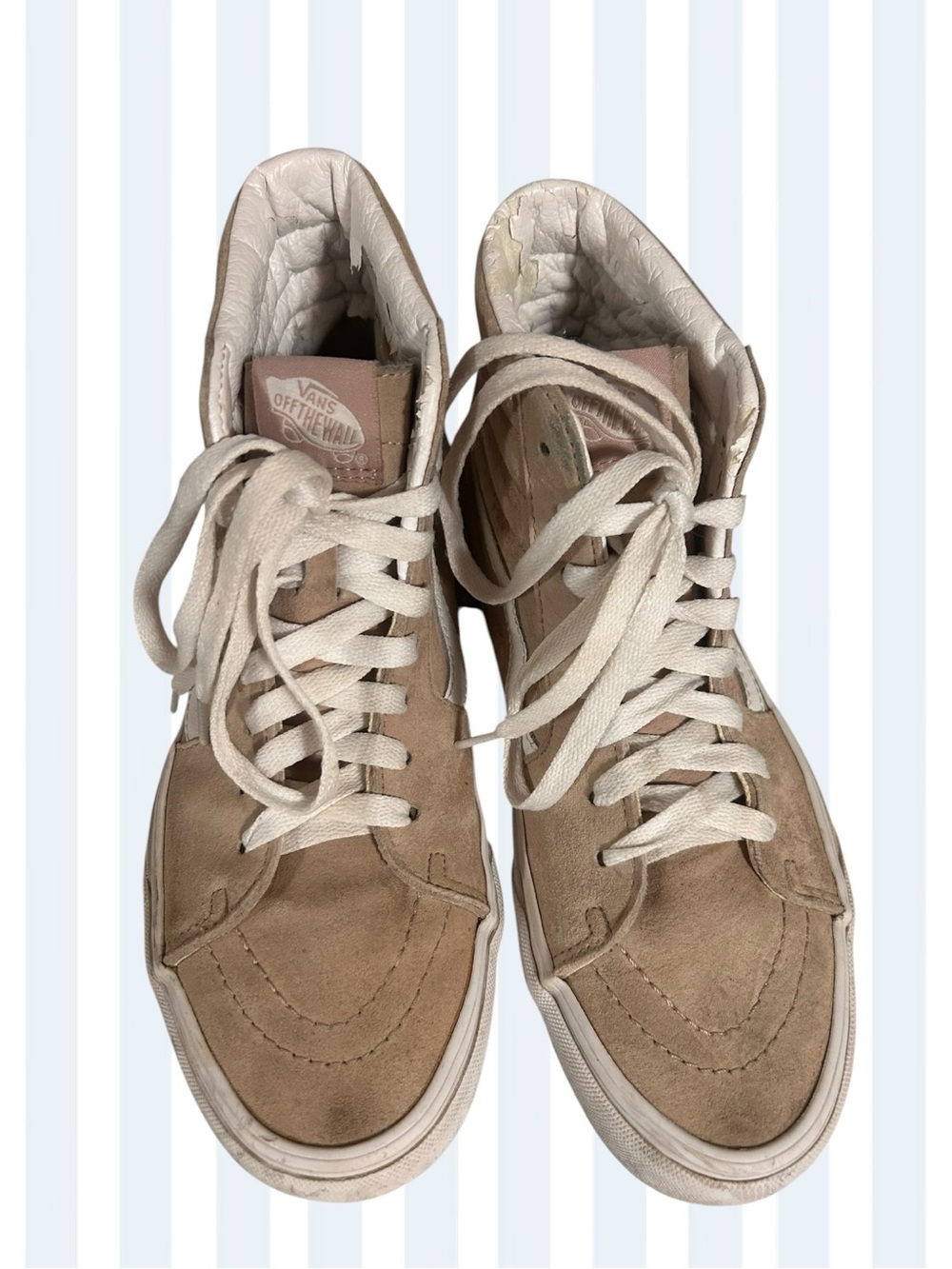 VANS off the wall light tan high top skater shoes Size 9m Women, Size 7.5 Men